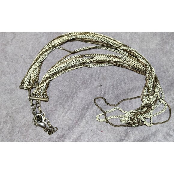 Gold And White Multilayer Chain Necklace - Picture 8 of 9